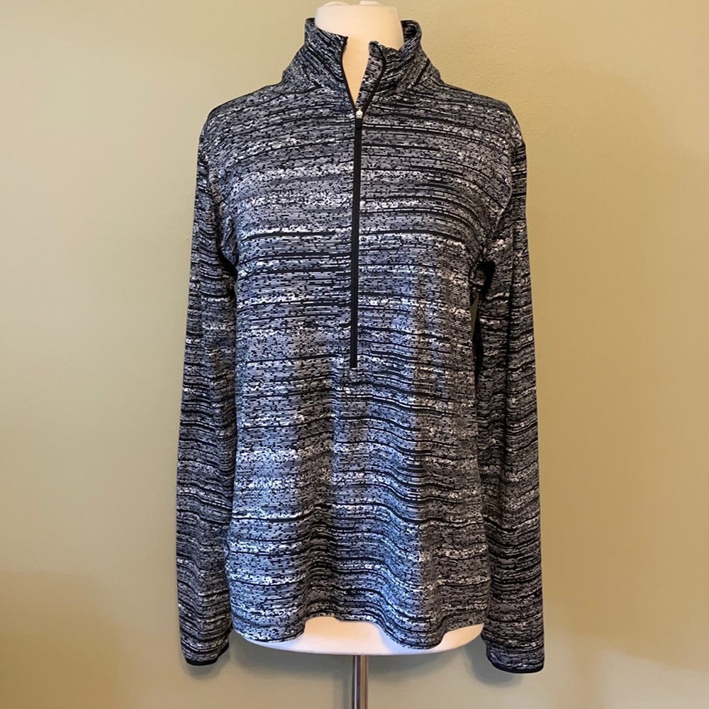 Nike Pro Dri Fit Women’s Size XL Black & White Half Zip Pullover Athletic Top